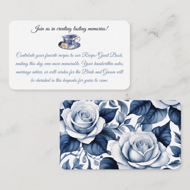 Cartão De Informações Teacup & Blue Rosa WedRegistry (Frente/Verso)