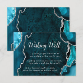 Cartão De Informações Teal and Silver Agate Wedding Wishing Well