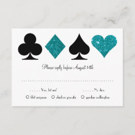 Cartão De Informações Teal Destiny Vegas Wedding RSVP com Meal Choice