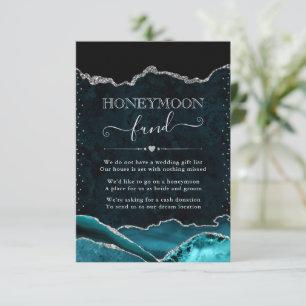 Cartão De Informações Teal e Silver Agate Weding Honeymoon Fund