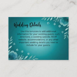 Cartão De Informações Teal Whisper Blooms Wedding