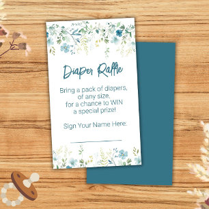 Cartão De Informações Teal Wildflower Boy Fralda Raffle