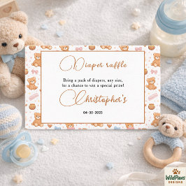 Cartão De Informações Teddy Bear Baby Shower Boy | Cute Blue Bear 