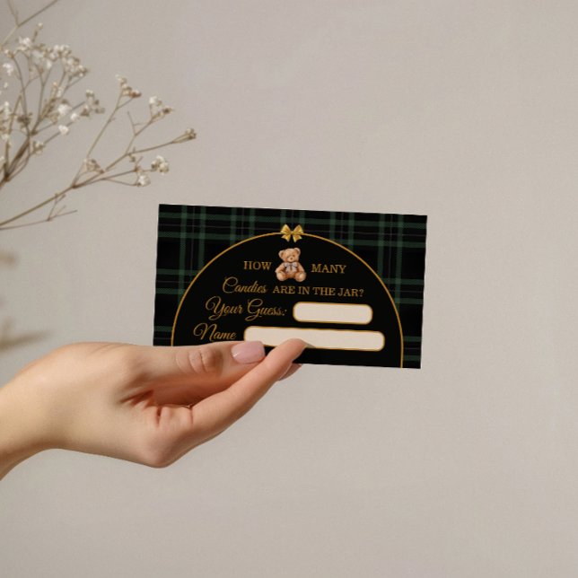 Cartão De Informações Teddy Bear Candy Guessing Game Ballot Card Green (Criador carregado)