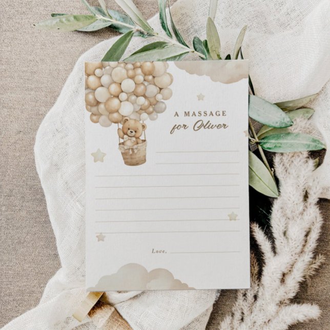 Cartão De Informações Teddy Bear First Birthday Time Capsule Massagem (Criador carregado)