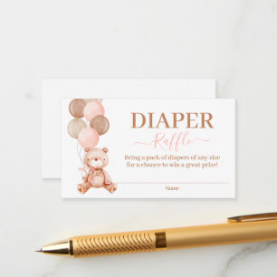 Cartão De Informações Teddy Bear Girl - Fralda Raffle