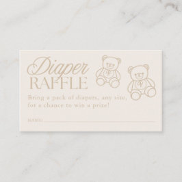 Cartão De Informações Teddy Bear Minimal Baby Shower Diaper Raffle