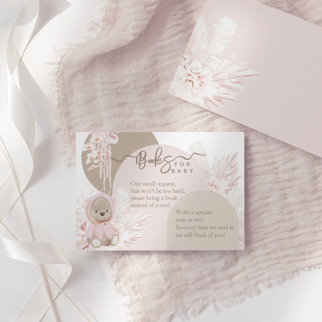 Cartão De Informações Teddy Bear Modern Boho Girl Livros para Chá (Criador carregado)