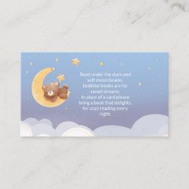 Cartão De Informações Teddy Bear Moon Soft Blue Baby Shower Book Request