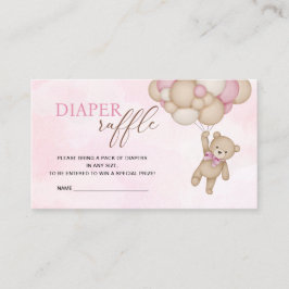 Cartão De Informações Teddy Bear Pink Diaper Raffle