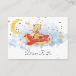 Cartão De Informações *~* Teddy Bear Plane Moon Stars Fralda Raffle