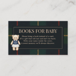 Cartão De Informações Teddy Bear Polo Clássico Chá de Bebê Xadrez Préppy