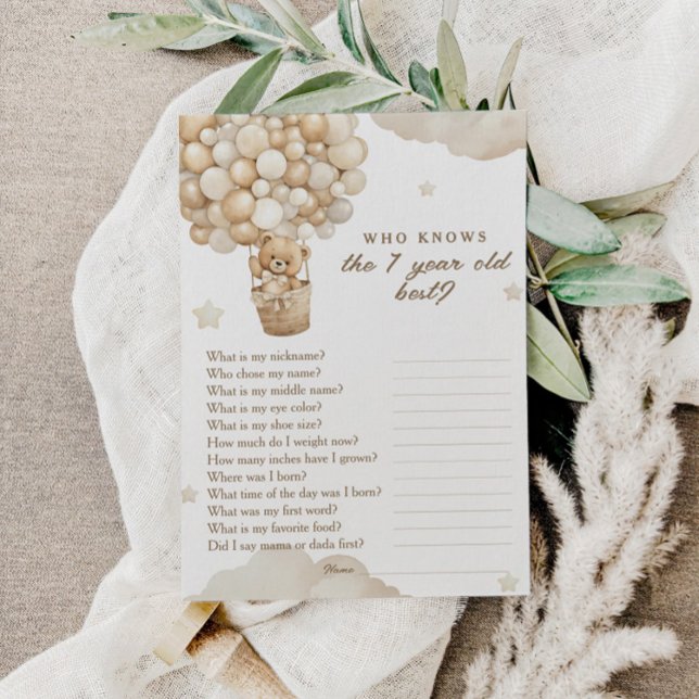 Cartão De Informações Teddy Bear Primeiro Aniversário Que Conhece O Melh (Criador carregado)