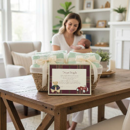 Cartão De Informações Teddy Bear & Toy Car Baby Shower Diaper Raffle 
