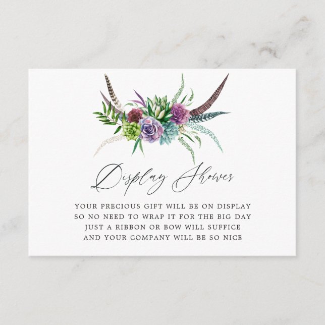 Cartão De Informações Tela do Chá de panela Mystical Boho Succult (Frente)