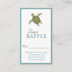 Cartão De Informações Tema da Tartaruga do Mar Fralda Raffle Bilhete