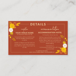 Cartão De Informações Tema de Casamento Clássico