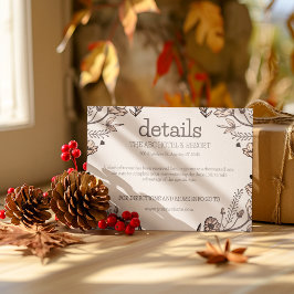 Cartão De Informações Tema de Casamento Floral Brown