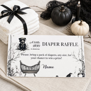 Cartão De Informações Tema de Halloween do Ursinho Preto para Baby Showe