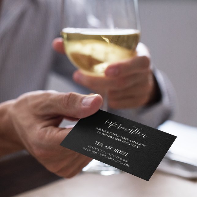 Cartão De Informações Tema Elegante de Casamento Negro e Branco (Give some more detailed informations to your guests using this stunning Card)