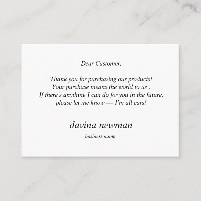 Cartão De Informações Terceiro cliente Dourado da Lua Obrigado Boho (Frente)