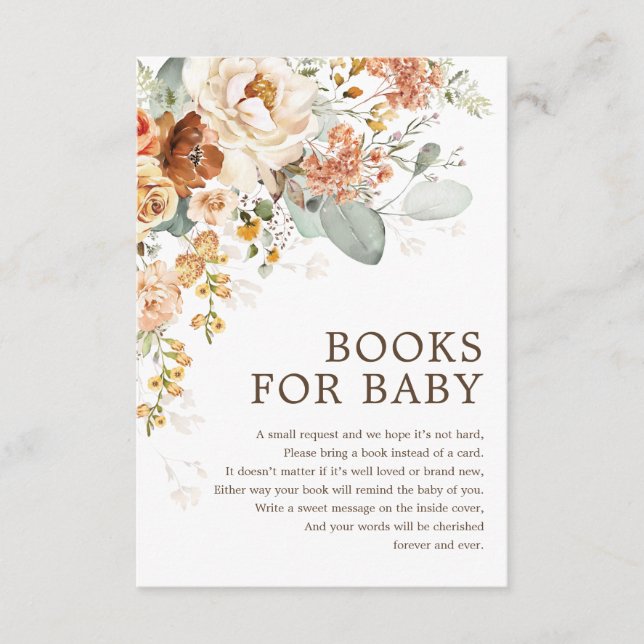 Cartão De Informações Terracota Boho Rústico Laranja Queimado Livros par (Frente)