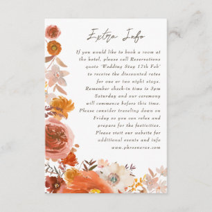 Cartão De Informações Terracota Branca Floral Detalhe Aquarela