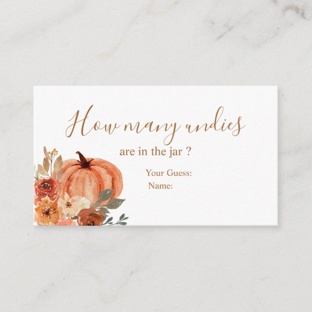 Cartão De Informações Terracota Pumpkin Chá de panela Quantas Undies (Frente)
