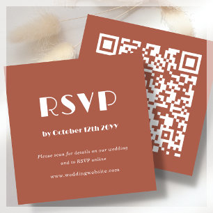 Cartão De Informações Terracotta Art Deco   Código QR   VP de Casamento