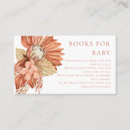 Cartão De Informações terracotta Boho aquarela Livros florais para Bebê