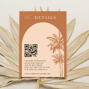 Cartão De Informações Terracotta Boho Palm Trees QR Detalhes do Código C