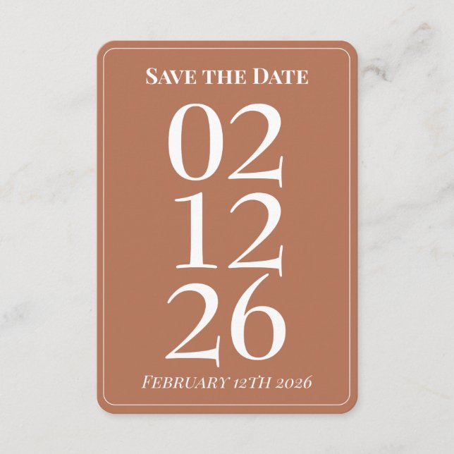 Cartão De Informações Terracotta Burn Orange Wedding Save the Date Cards (Frente)