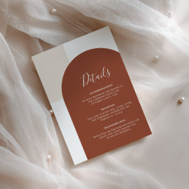 Cartão De Informações Terracotta Burnt Orange Boho Arch Wedding Details