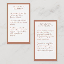 Cartão De Informações Terracotta Burnt Orange Rustic Weding