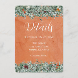 Cartão De Informações Terracotta Eucalyptus Burgundy Orange Floral