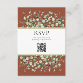 Cartão De Informações Terracotta Eucalyptus Código QR Casamento RSVP
