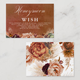 Cartão De Informações Terracotta Floral Boho Weding Honeymoon Wish