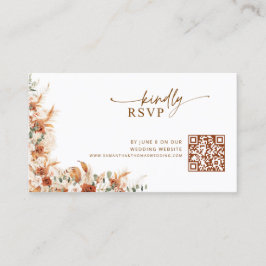 Cartão De Informações Terracotta Floral Wedding QR code RSVP