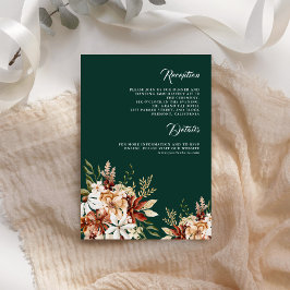 Cartão De Informações Terracotta Floral Wildflower Emerald Green Weding