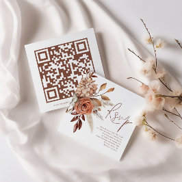 Cartão De Informações Terracotta Florals Código QR Script Casamento RSVP