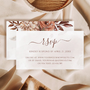 Cartão De Informações Terracotta Flores Boho Casamento Outono RSVP Onlin