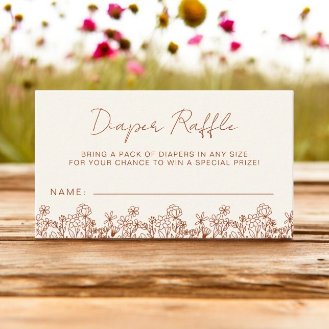 Cartão De Informações Terracotta Fralda Raffle Chá de fraldas de flor se (Criador carregado)