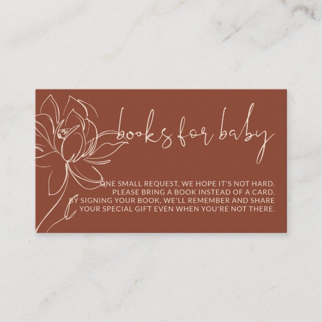 Cartão De Informações Terracotta Modern livros pedem chá de fraldas simp (Frente)