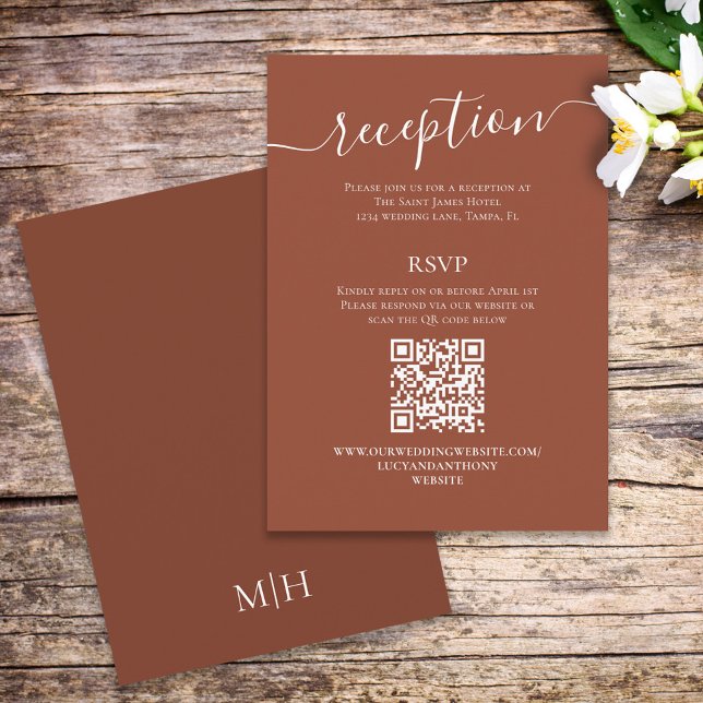Cartão De Informações Terracotta Recepção de casamento RSVP (Criador carregado)