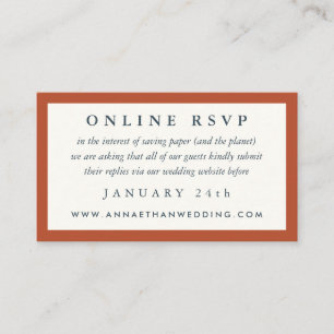 Cartão De Informações Terracotta Red Frame Weding Online RSVP Card