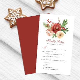 Cartão De Informações Terracotta Rosa Floral Folhagem Casamento RSVP