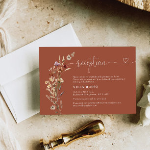 Cartão De Informações Terracotta Tiny Wildflower Recepção de casamento