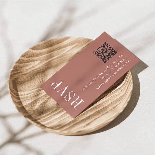Cartão De Informações Terracotta Wedding Código QR RSVP (Criador carregado)