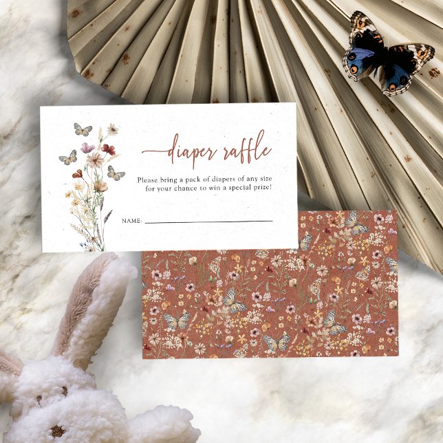 Cartão De Informações Terracotta Wildflower Fralda Raffle (Terracotta Boho Wildflower Diaper Raffle Enclosure Card by Painted Paperie
)