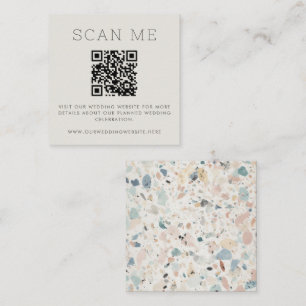 Cartão De Informações Terrazzo Padrão Pastel Código QR Casamento Online